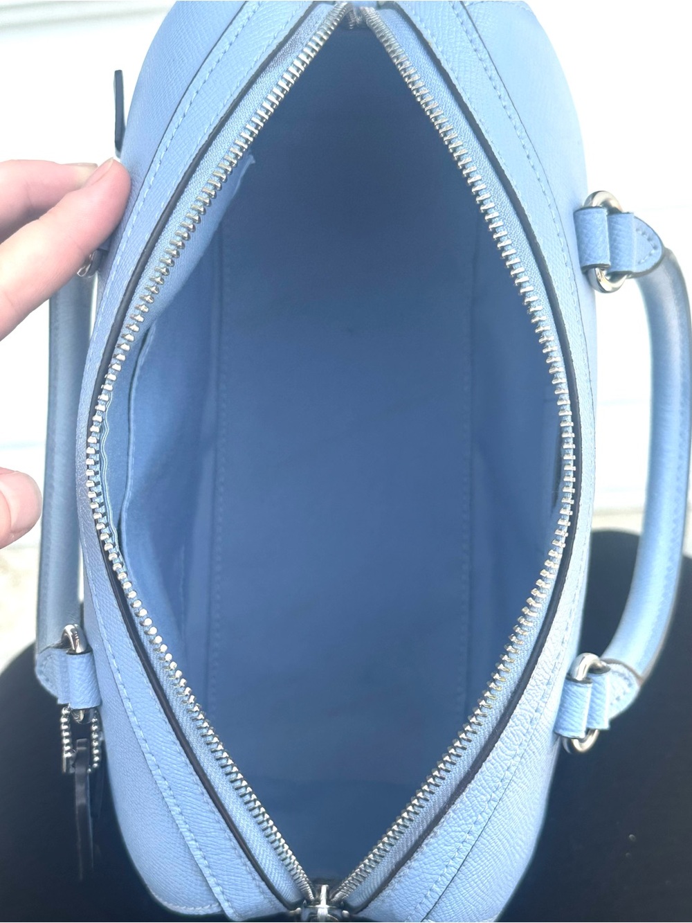 COACH Rowan Gray Twilight Blue Leather Crossbody Purse Bag Silver Hardware 79946 - Picture 14 of 17